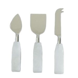NWT Alabaster and stainless Steel Cheese Knives Serving Set.